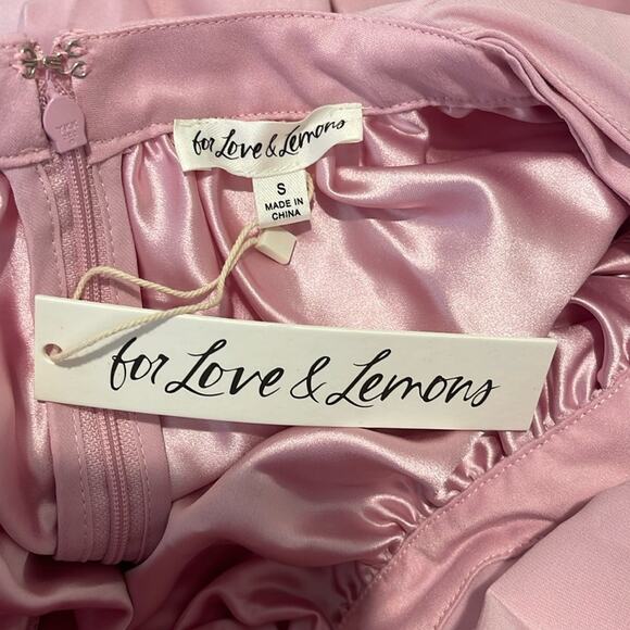 For Love & Lemons Miriam Ruffle Sleeve Bow Detail Pink Maxi Dress Sz Small - Picture 14 of 15
